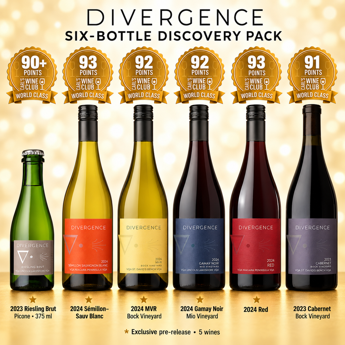Divergence Six-Bottle Discovery Pack | 90+ to 93 points | Five exclusive pre-releases
